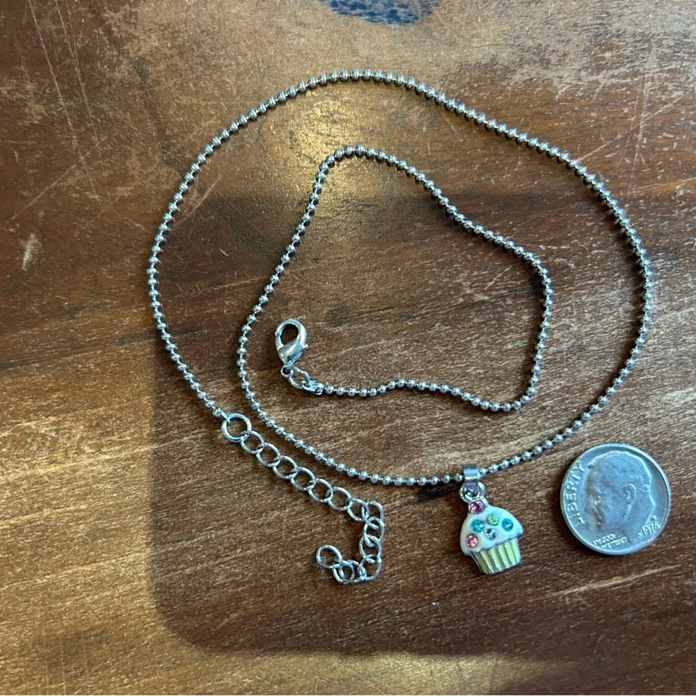 Cupcake necklace Tiny 17” max‎ length